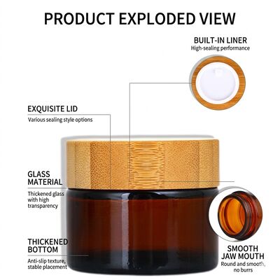 quality  5g 10g 15g 30g Amber glass cream jar and amber glass dropper bottles factory