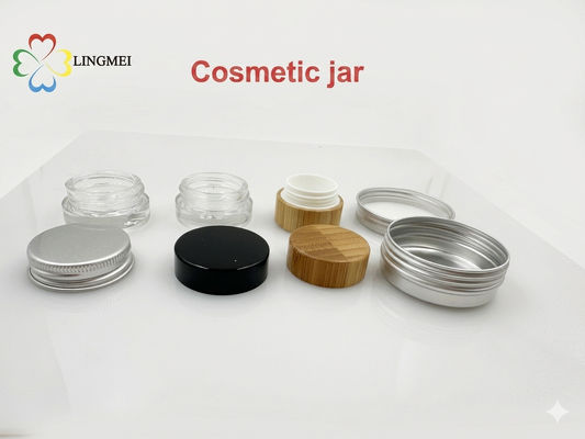 quality  Multi-Material Jar Series: 5g Premium Concentrate Glass jar  with plastic Caps or aluminum cap&Pressure-Sensitive Liner,  Bamboo jar,  Aluminum jar factory