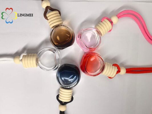 quality  Empty Hanging Glass Car Air Freshener Empty Bottles Wholesale | 5ml 8ml 10ml Car Diffuser Bottle with Bamboo Wooden Cap factory