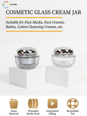 quality  Wholesale High-End Cosmetic Glass Cream Jars 50g inner container, 100g with Luxury Electroplated Screw Cap factory