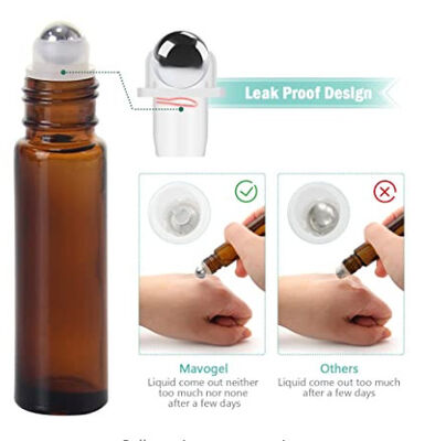 Glass Oil Bottles For Essential Oils,2ml(5/8Dram) Amber Glass Roller Bottles With Stainless Steel Roller Balls Empty Gl