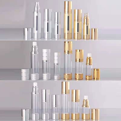 15ml 20ml 30ml 50ml 100ml  airless window bottle covered with Silver Gold aluminum