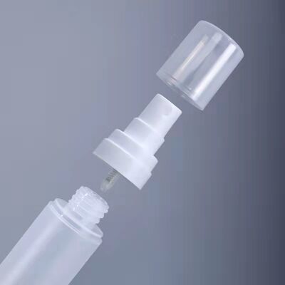 Stock PP half transparent frosted airless spray bottle 15ml 30ml 50ml liquid cosmetic bottle