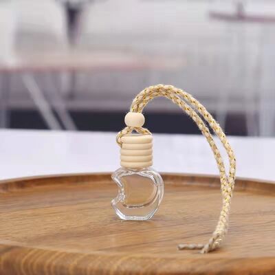 10 ml square empty glass handing car perfume bottle with wooden cap