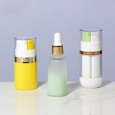 Dual chamber double tube airless bottle 15ml*2 25ml*2 75ml*2 with single spout for dispensing