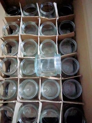 2oz 9oz clear glass jar with Common screw bamboo cap and cap Laser -engraved  logo