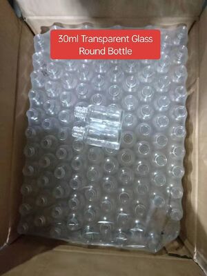 30ml Transparent glass Essential oil bottle+amber ink graduated glass pipettte+white rubber + white plastic Child lock ring.