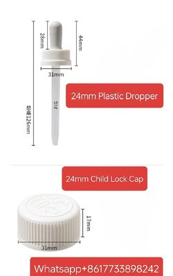 100ml PE bottle with 24mm Neck Child Lock ring & 1ml per squeeze Rubber & Plastic Graduated Pipette for medical syrups