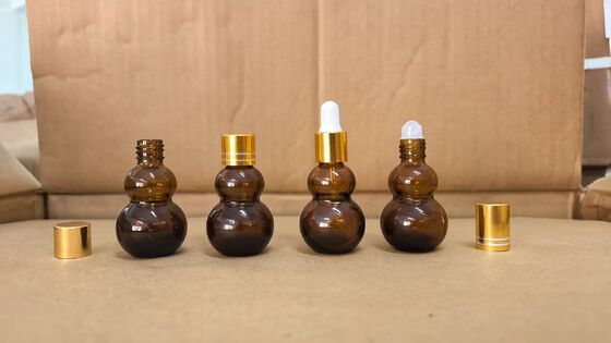 10/20/30/50/100 ml Amber Double Gourd Bottle with Dropper, Gourd Dispensing Bottle with Roller or Mist Spray