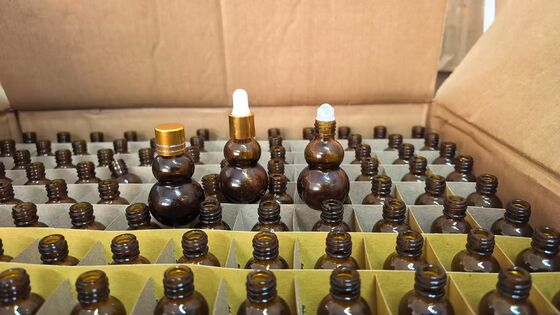 10/20/30/50/100 ml Amber Double Gourd Bottle with Dropper, Gourd Dispensing Bottle with Roller or Mist Spray