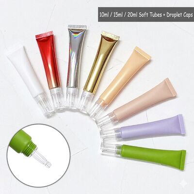 Empty Refillable Cosmetic Squeeze Sunscreen Tube with Precision Dropper Tip & PETG Clear Cap – Available in 10ml, 15ml, 20ml,30ml,50ml etc.
