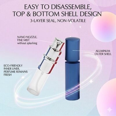 Premium Portable Aluminum Perfume bottle: The Ultimate Refillable Spray Bottle for Travel (5ml / 10ml)