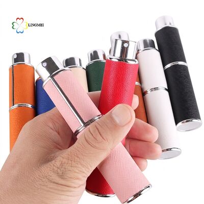 Premium 10ml Leather Rotating Perfume Atomizer – Refillable Travel Spray Bottle