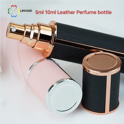 Wholesale Premium Leather Refillable Perfume bottle| 5ml 10ml Luxury Travel Scent Spray Bottle with Pull-Off Cap