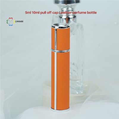 Wholesale Premium Leather Refillable Perfume bottle| 5ml 10ml Luxury Travel Scent Spray Bottle with Pull-Off Cap