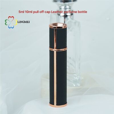 Wholesale Premium Leather Refillable Perfume bottle| 5ml 10ml Luxury Travel Scent Spray Bottle with Pull-Off Cap