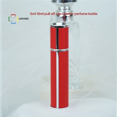 Wholesale Premium Leather Refillable Perfume bottle| 5ml 10ml Luxury Travel Scent Spray Bottle with Pull-Off Cap