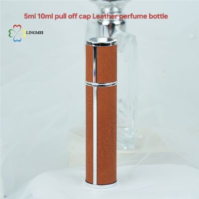 Wholesale Premium Leather Refillable Perfume bottle| 5ml 10ml Luxury Travel Scent Spray Bottle with Pull-Off Cap