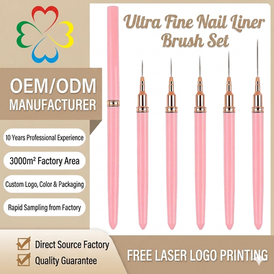 Wholesale Premium 5-Piece Ultra-Fine Nail Art Liner Brush Set – Custom Logo & Private Label Available