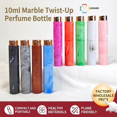 Premium 10ml Marble Twist-Up Perfume Atomizer – Portable Refillable Travel Fragrance Spray Bottle with Glass Inner Vial
