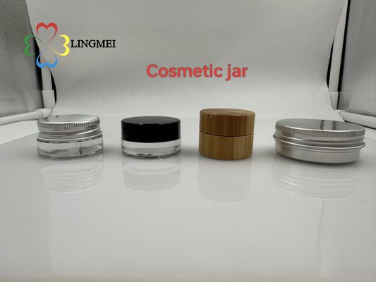 Multi-Material Jar Series: 5g Premium Concentrate Glass jar  with plastic Caps or aluminum cap&Pressure-Sensitive Liner,  Bamboo jar,  Aluminum jar