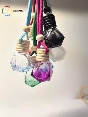 Empty Hanging Glass Car Air Freshener Empty Bottles Wholesale | 5ml 8ml 10ml Car Diffuser Bottle with Bamboo Wooden Cap