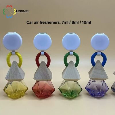 Empty Hanging Glass Car Air Freshener Empty Bottles Wholesale | 5ml 8ml 10ml Car Diffuser Bottle with Bamboo Wooden Cap