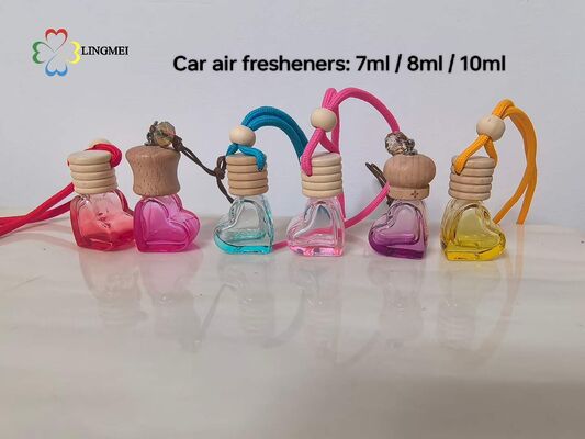 Empty Hanging Glass Car Air Freshener Empty Bottles Wholesale | 5ml 8ml 10ml Car Diffuser Bottle with Bamboo Wooden Cap