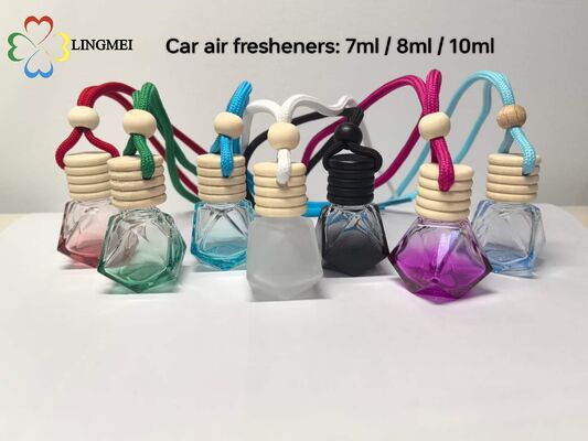 Empty Hanging Glass Car Air Freshener Empty Bottles Wholesale | 5ml 8ml 10ml Car Diffuser Bottle with Bamboo Wooden Cap