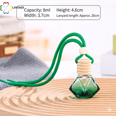 Empty Hanging Glass Car Air Freshener Empty Bottles Wholesale | 5ml 8ml 10ml Car Diffuser Bottle with Bamboo Wooden Cap