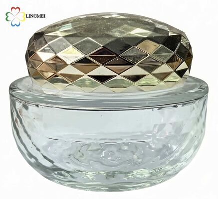 Wholesale High-End Cosmetic Glass Cream Jars 50g inner container, 100g with Luxury Electroplated Screw Cap