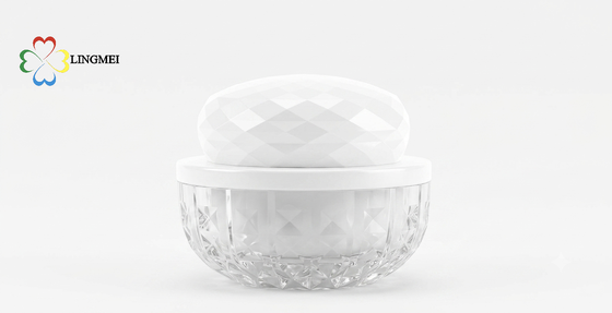 Wholesale High-End Cosmetic Glass Cream Jars 50g inner container, 100g with Luxury Electroplated Screw Cap