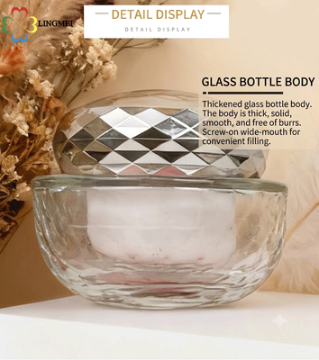 Wholesale High-End Cosmetic Glass Cream Jars 50g inner container, 100g with Luxury Electroplated Screw Cap