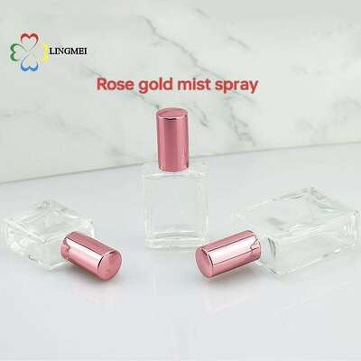Wholesale Flat Square Glass Perfume Atomizer Bottles | 10ml, 15ml, 30ml Empty Refillable Spray Bottles with Metallic Aluminum& Wooden Caps