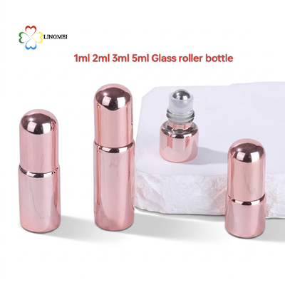 Premium UV Electroplated Rose Gold Glass Roller Bottles | 1ml 2ml 3ml 5ml Mini Essential Oil & Perfume Vial for Travel