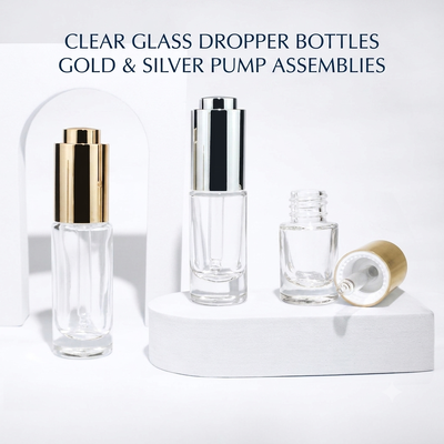 Luxury Push-Button Dropper Glass Bottle 5ml 10ml 15ml for Essential Oils & Cosmetic Serums