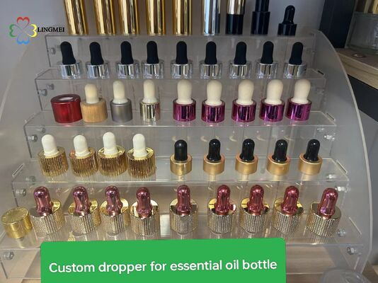 Wholesale Custom Dropper Caps 18/410 20/410 for Essential Oil Bottles | Bulk Cosmetic Glass Bottle Pipettes with Bamboo Aluminum Plastic ring & Longer Rubber Supplier