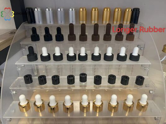Wholesale Custom Dropper Caps 18/410 20/410 for Essential Oil Bottles | Bulk Cosmetic Glass Bottle Pipettes with Bamboo Aluminum Plastic ring & Longer Rubber Supplier