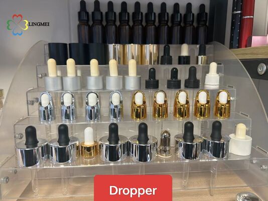Wholesale Custom Dropper Caps 18/410 20/410 for Essential Oil Bottles | Bulk Cosmetic Glass Bottle Pipettes with Bamboo Aluminum Plastic ring & Longer Rubber Supplier