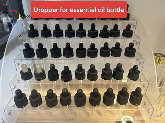 Wholesale Custom Dropper Caps 18/410 20/410 for Essential Oil Bottles | Bulk Cosmetic Glass Bottle Pipettes with Bamboo Aluminum Plastic ring & Longer Rubber Supplier