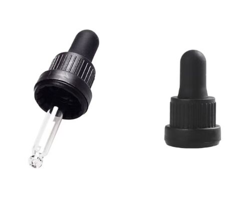 Custom 18/410 20/410 Glass or Plastic Dropper Assembly with 1ml Extended Rubber  and Child Resistant Tamper Evident Cap 