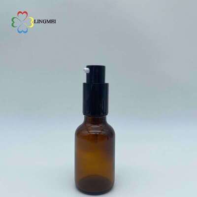 Wholesale Amber Glass Spray Bottle 5ml, 10ml, 15ml, 20ml, 30ml, 50ml, 100ml and Cosmetic Lotion Pump Bottles with 18mm neck Bird Mouth Pump for Essential Oils and Serums