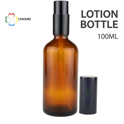 Wholesale Amber Glass Spray Bottle 5ml, 10ml, 15ml, 20ml, 30ml, 50ml, 100ml and Cosmetic Lotion Pump Bottles with 18mm neck Bird Mouth Pump for Essential Oils and Serums