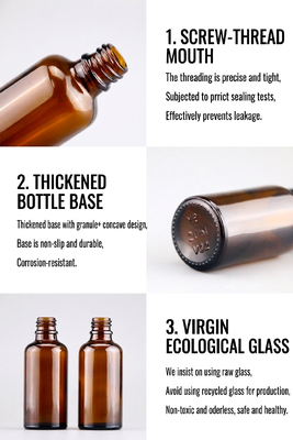 Wholesale Amber Glass Spray Bottle 5ml, 10ml, 15ml, 20ml, 30ml, 50ml, 100ml and Cosmetic Lotion Pump Bottles with 18mm neck Bird Mouth Pump for Essential Oils and Serums