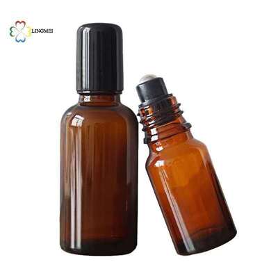 Amber Glass Roller Bottles 5ml, 10ml, 15ml, 20ml, 30ml, 50ml, 100ml for Essential Oils Wholesale | 5ml-100ml UV Light-Blocking Empty Glass Roll-on Bottles with Steel/Glass Balls