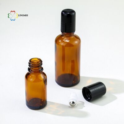 Amber Glass Roller Bottles 5ml, 10ml, 15ml, 20ml, 30ml, 50ml, 100ml for Essential Oils Wholesale | 5ml-100ml UV Light-Blocking Empty Glass Roll-on Bottles with Steel/Glass Balls