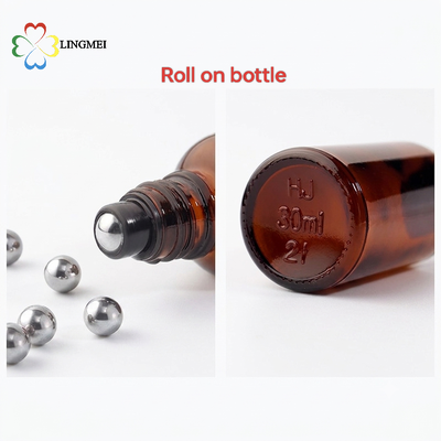Amber Glass Roller Bottles 5ml, 10ml, 15ml, 20ml, 30ml, 50ml, 100ml for Essential Oils Wholesale | 5ml-100ml UV Light-Blocking Empty Glass Roll-on Bottles with Steel/Glass Balls