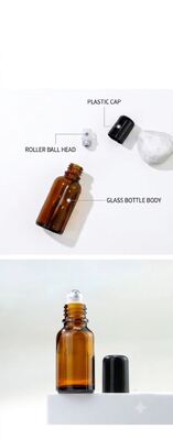 Amber Glass Roller Bottles 5ml, 10ml, 15ml, 20ml, 30ml, 50ml, 100ml for Essential Oils Wholesale | 5ml-100ml UV Light-Blocking Empty Glass Roll-on Bottles with Steel/Glass Balls