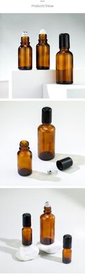 Amber Glass Roller Bottles 5ml, 10ml, 15ml, 20ml, 30ml, 50ml, 100ml for Essential Oils Wholesale | 5ml-100ml UV Light-Blocking Empty Glass Roll-on Bottles with Steel/Glass Balls