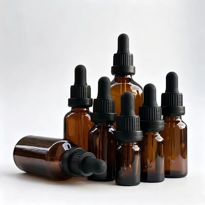 Essential oil glass bottle and dropper